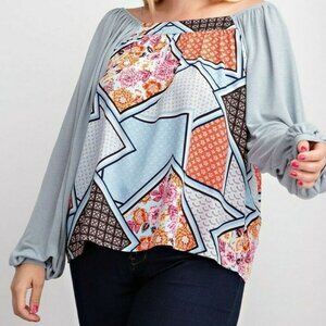 Easel Top Patchwork Mosaic Bubble Sleeve